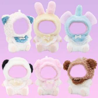 2pcs/Set Cute Animal Themed Doll Clothes Set With Bow & Lace Decor, Suitable For 14cm-17cm LA Bubbu Dolls (Dolls Not Included)