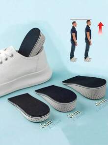 1 双男女通用透气增高半垫 EVA 弹力鞋垫 女款男款运动鞋男式训练鞋跑步鞋 - 黑色 - 查看 1