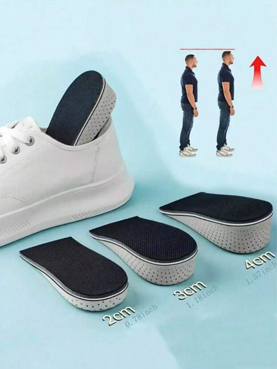 1 双男女通用透气增高半垫 EVA 弹力鞋垫 女款男款运动鞋男式训练鞋跑步鞋 - 黑色 - 查看 1