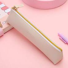 1/2 Hộp đựng bút chì bằng da PU, Hộp đựng bút chì màu trơn, Thiết kế thời trang, Chất liệu mềm mại, Phù hợp cho học sinh, Túi đựng cọ trang điểm, Hộp đựng văn phòng phẩm, Hộp đựng bút chì, Bốn màu để lựa chọn - Nhiều màu - Xem 11