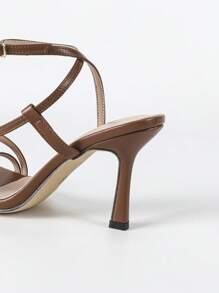 摩卡高跟凉鞋，性感方头系带小猫跟高跟鞋，春夏新款日常百搭纯色女士拖鞋，细高跟婚礼新娘高跟凉鞋，优雅派对场合棕色细高跟女鞋，新款夏季高跟拖鞋，正式场合高跟凉鞋，时尚女士高跟踝带凉鞋 - 摩卡棕 - 查看 10