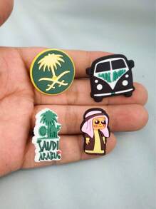 10pcs/Set Middle Eastern Style Camel & Car Cartoon Pattern Sandal Accessories DIY Slippers Decor, Suitable For Middle East Travelers, Birthday & Holiday Gifts