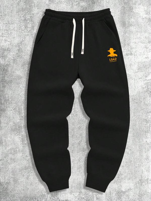 Pantalones jogger con cordón y estampado de letras para hombres, de ajuste holgado y casual con bolsillos, aptos para primavera/otoño, adecuados para vacaciones, actividades al aire libre, ir al trabajo, pesca, campamento, regalo para novio/esposo