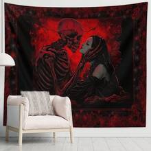 1 件浪漫风格骷髅与美女哥特式骷髅爱情主题挂毯房间家居装饰卧室壁挂布