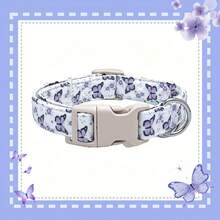 1 pieza Collar con estampado de perro de dibujos animados - Collar de poliéster suave y cómodo de longitud ajustable con estampado de mariposa, regalo para mascotas adecuado para perros pequeños y grandes, uso en interiores y exteriores, uso diario, fotografía, fiesta de cumpleaños y boda, unisex, durable anillo en D y colgante con forma de corazón - Púrpura malva - Ver 10