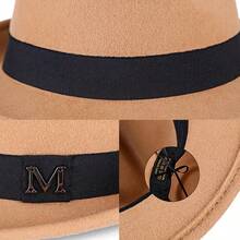 1 件男女通用纯色 M 字母绅士帽，厚实温暖纯羊毛毡复古卷边休闲软呢帽，适合日常外出和购物 - 彩色 - 查看 12