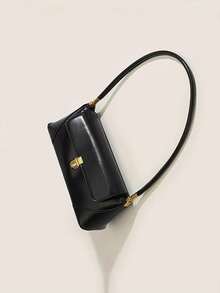 Fashionable Square Bag, High-Quality Solid Color Work/Commute Bag, Casual Versatile Business Women Handbag - Black - View 8