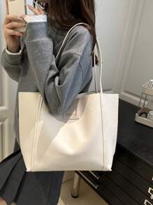 极简奢华PU手提包，时尚小众设计，高端审美 - 白色 - 查看 6