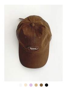 1 件软冠小众白色棒球帽，复古刺绣情侣帽，小脸贴片刺绣时尚街头软冠弧形帽檐太阳帽 - 彩色 - 查看 12