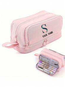 1pc Custom Pencil Case - Custom Personalized Name - Personalized Letter Pattern - Simple Large Capacity Multi-Layer Pen Bag, Student School Supplies, Birthday Gift, Best Gift For, Student Gift, Multi-Functional, Ornamental - Multicolor - View 15