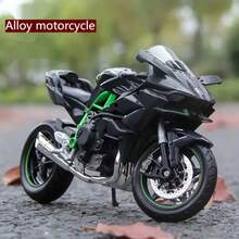 1pc Kawasaki H2R Motorcycle, Realistic Motorcycle, Alloy Motorcycle Toy, 3D Motorcycle Model Collection, 1:18 Scale Movable Action Figure Toy Car, Motorcycle Decoration, Birthday Gift, Holiday Gift, Back To School Gift - Multicolor - View 3