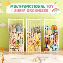 Metal Stuffed Animal Storage, Large Zoo Stuffed Animal Holder With Elastic Cord, Space-Saving Animal Zoo Storage - Sturdy Plush Toy Organizer For Nursery, Playroom & Bedroom - White,10468325 - 紅白色 - 查看 7