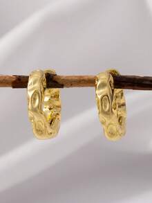 1 Đôi Hoa tai tròn tối giản sang trọng, Hoa tai vòng vàng thiết kế cao cấp dành cho nữ - Nhiều màu - Xem 4