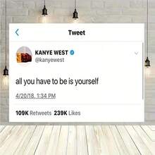 1PC Bedroom Decor Aesthetics Tapestry,  "Be Yourself" Tweet, Pop Culture Decorative Wall Hanging Tapestry For Bedroom, College Dorm Home Decor Hanging Cloth Gifts Birthday Graduation - 彩色 - 查看 4