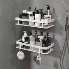Wall Mounted Shower Caddy, Large Capacity, No Drilling Installation, Floating Shelf For Bathroom And Kitchen, Space Saving, Easy To Install, For Storing Toiletries, Aluminum