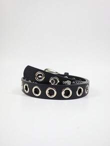 Cinto Feminino 2.3cm com Ilhós Metálicos e Fivela Estilosa - Preto - Visão 6