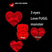 ZURU Love Monster系列约9英寸创意毛绒收藏摆件，可爱怪兽怪兽怪牙丑陋搞笑成人趣味玩偶生日礼物 - Love Fugg-Refresh-Red - 查看 6