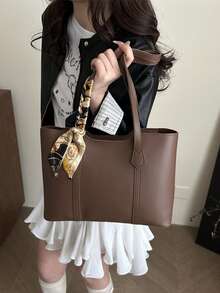 全新奢华图案百搭女士单肩托特包 - 棕色 - 查看 6