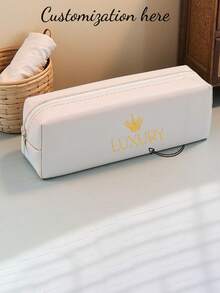 1pc Customized Leather Pencil Case, Personalized Storage Pouch (With Random Zipper Pulls), Waterproof & Stain-Resistant, Can Be Customized According To Your Unique Design (Photo, Name, Illustration), Lightweight & Portable Zipper Makeup Bag, Pencil Case, Classic Style Pencil Box, Suitable For School/Students/Back To School Season, Unisex - Multicolor - View 20