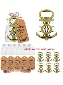 12 pezzi Apribottiglie a forma di timone di nave, bomboniere e decorazioni molto popolari per feste di matrimonio a tema marino, apribottiglie a tema oceano, adatti per feste in spiaggia, addii al nubilato, regali di compleanno, decorazioni e memorabilia, regali e ricordi di matrimonio, regali di San Valentino, forniture per cucina e bar