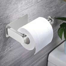 1pc Stainless Steel Wall Mounted Bathroom Tissue Holder With No-Drill Installation, Roll Paper Rack