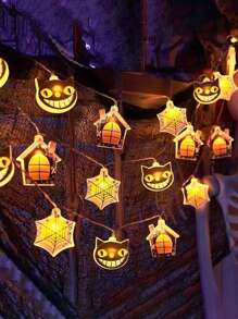 1pc 2/3M Halloween LED String Lights 10/20 Bulbs Cat Ghost Lights Spider Web Pumpkin Halloween Party Decor Props Halloween Decoration Room Decor Halloween Garden Decor For Gift Fairy Holiday Decor Festival Decor - Multicolor - View 7