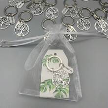 90 peças/Conjunto Chaveiro Árvore da Vida, Inclui 30 peças Cartões de Agradecimento Folha Verde, 30 peças Sacos de Organza Branca e 30 peças Chaveiro de Metal Oco, Formatura, Ação de Graças, Dia do Professor, Festa, Recompensa de Equipe, Brinde de Aniversário, Acessórios de Carro Fofos, Góticos Y2k, Acessórios de Halloween, Bolsas e Cordões com Porta-Crachá para o Dia do Professor, Encantos de Bolsa para Carro, Natal