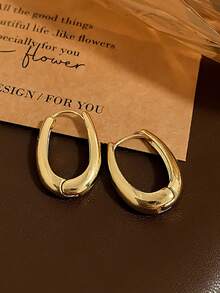 1 Set Minimalist Vintage European & American Style C-Shaped Multi-Layer Small Circle Stud Earrings, Geometric Twisted Metal Texture Earring Set, Suitable For Women's Daily And Holiday Wear - Set a - View 7