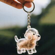 1pc Transparent Cute Dog Head Hair Storage Hanging Decor, Pet Hair Collection Box Golden Retriever Schnauzer Hair Keychain Memorial Collection Bag Keyring Pendant, Suitable For Halloween, Christmas Gifts