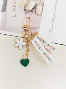 1pc Ins Style Daisy Keychain Pendant, Creative Keyring, Lace Keychain, Earphone Case, Bag Decor