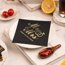 100 Count 5x5 Folded Wedding Napkins – 3-Ply Gold Foil Cocktail Napkins For Bridal Showers, Anniversaries & Dinner Gatherings