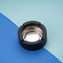 Gạt tàn thuốc bằng thiếc, nhựa PP, kiểu dáng tối giản, màu đen. - Một kích thước phù hợp với tất cả - Xem 2