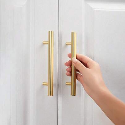 4pcs Golden Cabinet Pulls Stainless Steel Kitchen Drawer Pulls Door Handles And Knobs Bathroom Bedroom Furniture Cabinet Handles