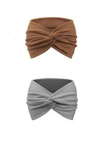 2/4/6/10条装女士非洲宽发带，弹性防滑头巾，适合女士运动、健身、秋冬季节，波西米亚风瑜伽发带，女士度假装扮发饰，优雅围巾，柔软头巾 - 多色 - 查看 17