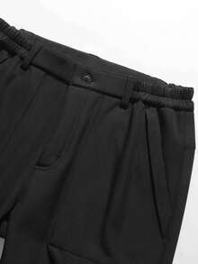 男士保暖内衬工装裤，松紧腰带户外工作裤，秋冬季 - 黑色 - 查看 10