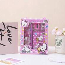 Sanrio 1 Box 6pcs, Sanrio Stationery Gift Set - Cartoon-Themed Notebook, Purse, Straightedge, Pencil, Pencil Tool, And Pencil Eraser - School Supplies & Prizes (Packaging Style Random) For Office, School, Drawing, Students, Boys & Girls, Halloween Decoration, Christmas,Back To School