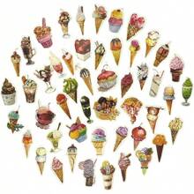 46Pcs Small Ice Cream Stickers For Scrapbooking Junk Journal Kids Laptop Planner Diary Collage Card Making Bujo Notebook Phone Case DIY Craft Decoration