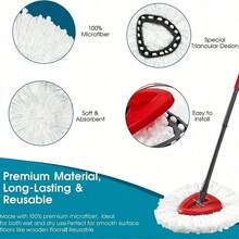 Bộ 3/2/1 đầu lau nhà bằng sợi siêu nhỏ làm sạch sâu dành cho cây lau nhà xoay Ocedar - Siêu thấm hút, có thể giặt thay thế cho phòng tắm, nhà bếp, phòng khách, phòng ngủ và sàn cứng (Đầu lau nhà tương thích với EasyWring/Viled/MOFT, màu trắng) - Nhiều màu - Xem 5