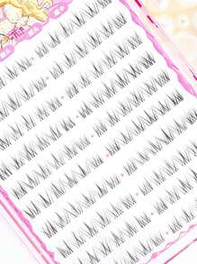 120 片自然簇状假睫毛，无胶日常佩戴，淡妆，公主卡通风格，分段式松垮三步逼真睫毛（随机底部卡片）睫毛簇，睫毛簇，单根睫毛，睫毛，假睫毛