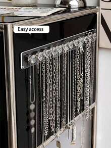 1 Giá treo đồ trang sức trong suốt gắn tường - Giá trưng bày nhiều móc cho vòng cổ, vòng tay và hoa tai - Lý tưởng cho bàn trang điểm, tủ gương và ký túc xá - trong suốt - Xem 3