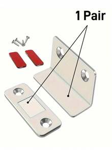 2pcs Powerful Magnetic Cabinet Locks - Invisible Strong Magnetic Attachment, No Drilling Installation, Easy Open - Suitable For Cabinets, Wardrobes, Sliding Doors - Home Decor Hardware, Convenient Installation, Compact & Efficient Design - 2pcs/Set, Silver - Multicolor - View 11