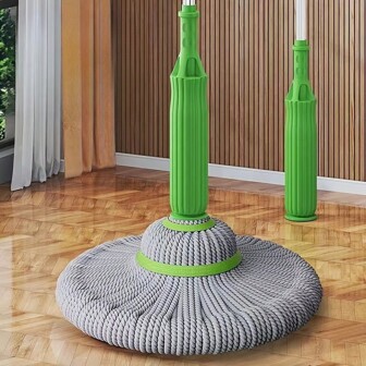 Wireless Self-Spinning Screwless Rotating Mop, With Durable Plastic/Metal Handle - No Electricity Required, Washable And Reusable Mop Head, Suitable For Cleaning Floors In Bedrooms, Bathrooms, Kitchens, Living Rooms, And Multi-Functional Surfaces | Modern Cleaning Tools | Strongly Effective In Removing Stains.Christmas Stocking Fillers,Gifts,Funny Gifts,Ramadan,Personalised Gift,