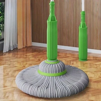 Wireless Self-Spinning Screwless Mop With Durable Plastic/Metal Handle - No Electricity Needed, Washable Mop Head For Reuse, Suitable For Cleaning Floors In Bedroom, Bathroom, Kitchen, Living Room And More | Modern Cleaning Tool | Powerful Stain Removal. Christmas Gift, Gift, Funny Gift, Ramadan Gift, Personalized Gift.