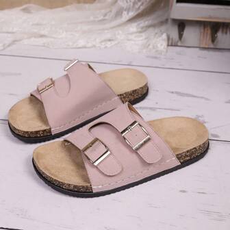 Thick Sole Slide Sandals For Women, Summer Outdoor Wear, Retro Increased Height, Soft Bottom, Non-Slip, Versatile Beach