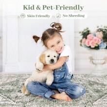 Washable Area Rug 8x10  Large Vintage  Living Room Rug Oriental Rugs For Bedroom, NonSlip Retro Medallion Carpet Print Distressed Rugs For Dining Room Home Offi Sage