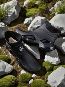 男士雨靴，新款黑色，冬季保暖内衬，户外运动钓鱼，工作靴，雨天通勤，男士工作鞋，时尚休闲，成人男士花园农场建筑养殖，易于清洁，雨季防泥，男士雨鞋，男士防水靴，建筑工地涉水鞋 - 黑色 - 查看 9