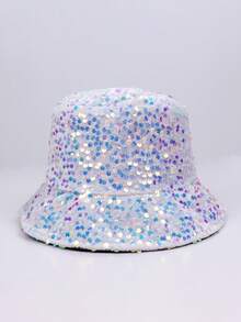 1 Stück glänzender Pailletten Patchwork Polyester UV-Schutz Warm Fischerhut, geeignet für Party, Straße, Frühling/Herbst, Nachtclub, Hochzeit, bunter Glitzer Hut, modisch Schulanfang Bühnenauftritt Herbst