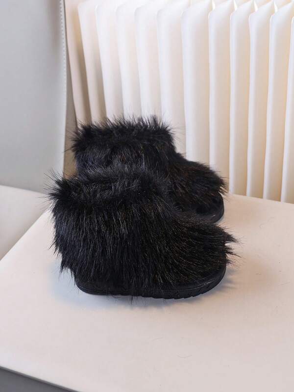 1 Paar Mädchen Schneestiefel, warme & modische fellgefütterte Kurzstiefel für den Winter