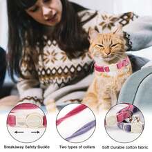 ARING PET 2 Pack Cat Collars-Cute Breakaway Cat Collar With Bell & Pendant, Adjustable Velvet Purple&Rose Red Kitten Collars With Safety Buckle For Girl And Boy Cats - Tím và hồng nhạt - Xem 3
