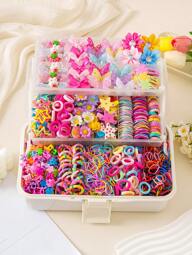 824pcs/10pcs Set Kids Pink Hair Accessories, Cute & Fashionable Flower & Bow Hair Clips, Minimalist Baby Hair Ties, Ponytail Holders, Suitable For All Seasons - Sweet Style, Best Gift For Girls, Suitable For All Occasions